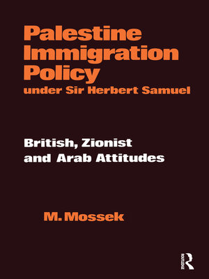 cover image of Palestine Immigration Policy Under Sir Herbert Samuel